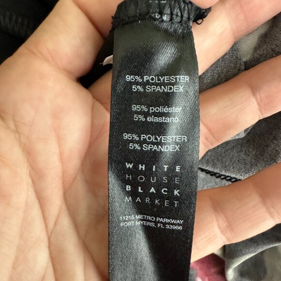 White House Black Market Floral Print Bodycon Dress Black Grenadine Small #A1408 - Picture 6 of 8